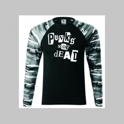 Punks not Dead  pánske tričko (nie mikina!!) s dlhými rukávmi vo farbe " metro " čiernobiely maskáč gramáž 160 g/m2 materiál 100%bavlna